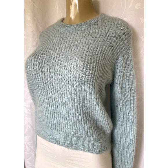T by Alexander Wang Mohair Knit Crewneck Sweater Glass Light Blue Pullov… - Picture 5 of 7